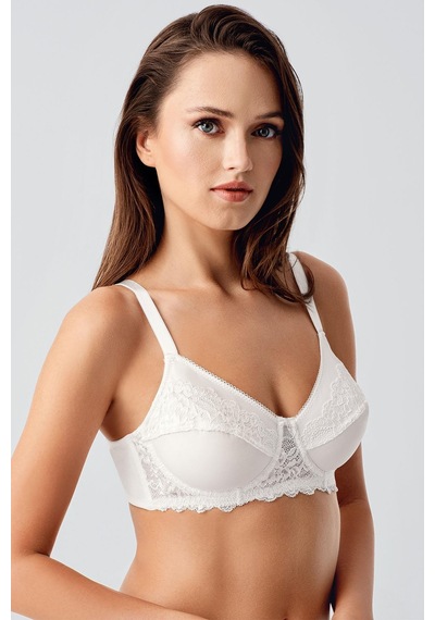 New Bra Kadın C Kap Balenli Toparlayıcı Dantelli Desteksiz Sütyen Ekru 8112 Ekru