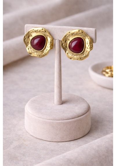 Bordo Çukur Küpe Renkli