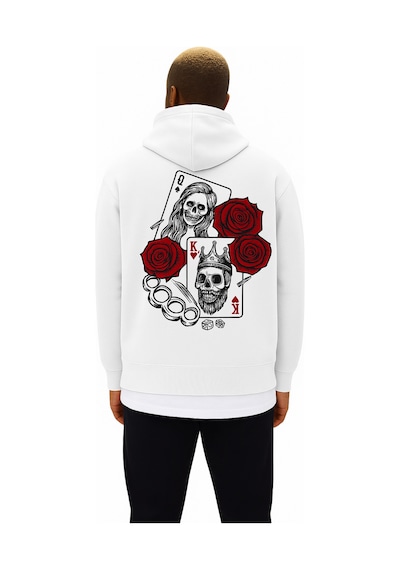 Benroma 3 İplik Penye Baskılı Over Size Unisex Sweat Beyaz