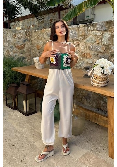 Jasmin Süzüneli Keten Tulum 1280-08 Ekru