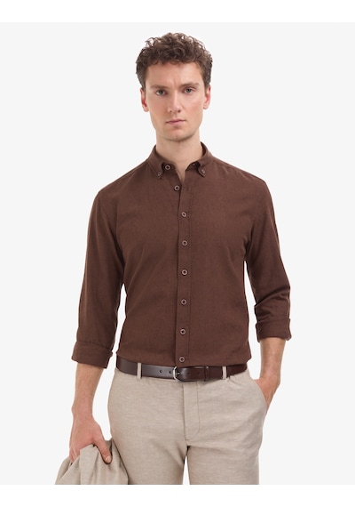 Pierre Cardin Erkek Koyu Kahverengi Gömlek Desenli 50320941-vr084