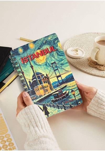 Simli Defter İstanbul A5 Yeni Yıl Çizgisiz Spiralli 14x21 Cm Ortaköy