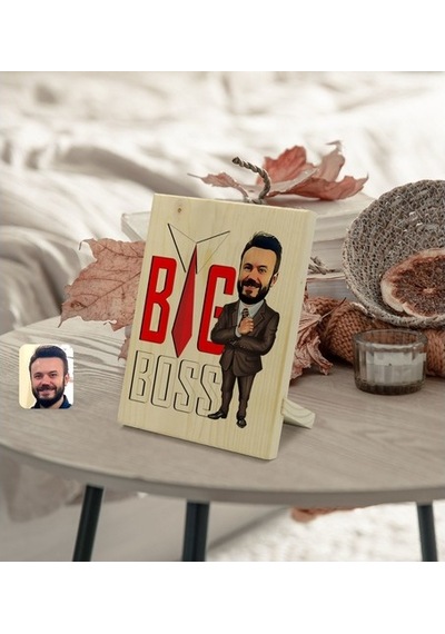 Kişiye Özel Erkek Big Boss Karikatürlü Dekoratif Ahşap Çerçeve Mo (539866599)