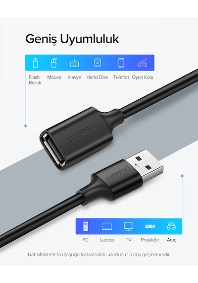 Ugreen Usb Uzatma Kablosu, 1 Metre, 10314 -