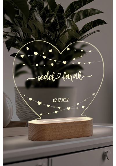 Çiftler İçin Minik Kalp Motifli Kişiye Özel Ledli Gece Lambası Masif Ahşap Tabanlı Usb Kablolu Pleksiglass Led Gece Lambası Çiftler İçin Minik Kalp Motifli Kişiye Özel Ledli Gece Lambası Masif Ahşap Tabanlı Usb Kablolu Pleksiglass Led Gece Lambası