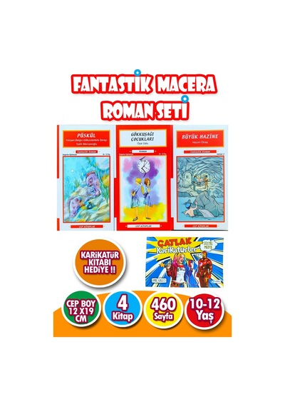 Fantastik Macera Roman Seti 3 Kitap Renkli Karikatür Kitabı Hediyeli