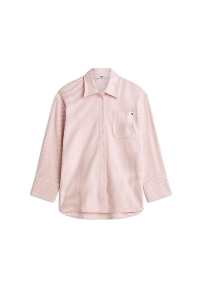 Tommy Hilfiger Pıque Strıpe Rlx Shırt Kadın Pembe Uk Gömlek - Ww0ww47878