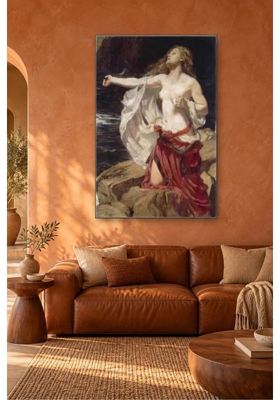 Fida Herbert Draper Kayalıkta Ariadne Canvas Tablo Çok Renkli