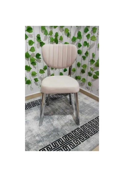 Krom Metal Ayak Elma Mutfak Salon Sandalyesi Kafe Restoran Sandalyesi Metal Sandalye Bej