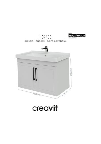 Creavit D20 80 Cm Kapaklı Lavabo Dolabı Beyaz Lake Beyaz Creavit D20 80 Cm Kapaklı Lavabo Dolabı Beyaz Lake Beyaz