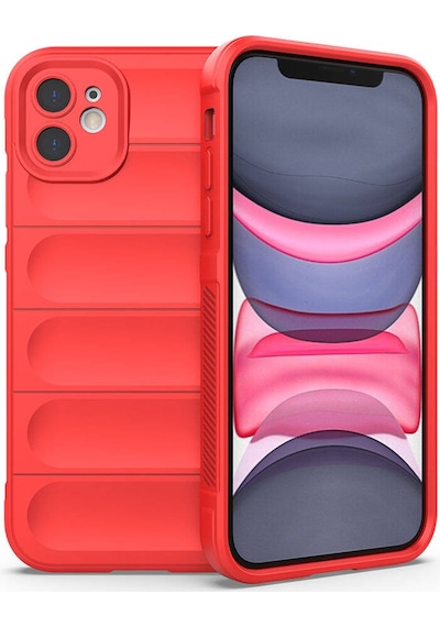 Kilifone - Apple Uyumlu iPhone 11 - Kılıf Esnek Tpu Oyuklu Arka Yüzey Tasarımlı Etnik Silikon Kapak - Kırmızı