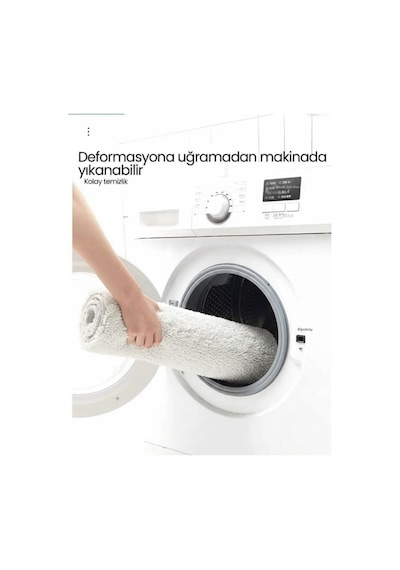 Buççin Online Mağaza Peluş Yıkanabilir Beyaz Kaymaz Taban 2'li Banyo Paspası Takımı 50x80 50x40 Polyester Beyaz Çok Renkli