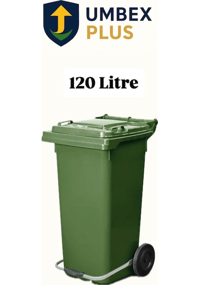 Plastik Metal Pedallı Çöp Konteyneri 120 Litre Konteyner - Isıya Dayanıklı Malzeme - Yeşil