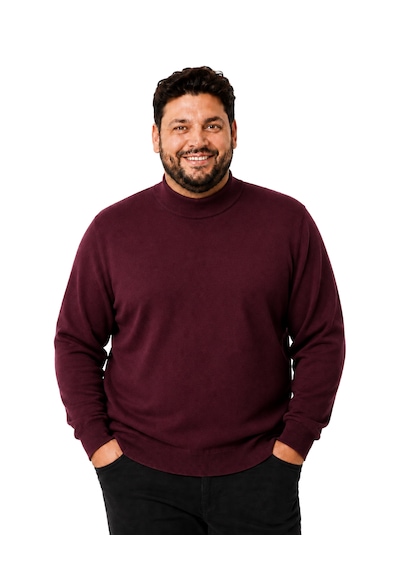 Battalmoda Erkek Büyük Beden Bordo Yarım Balıkçı Pamuklu Kazak 3xl-4xl-5xl-6xl