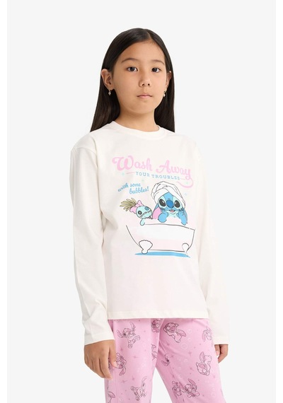 Defacto Kız Çocuk Disney Lilo & Stitch Pijama Takımı Uzun Kollu Üst Uzun Alt F7356a825auer105 Ekru Defacto Kız Çocuk Disney Lilo & Stitch Pijama Takımı Uzun Kollu Üst Uzun Alt F7356a825auer105 Ekru