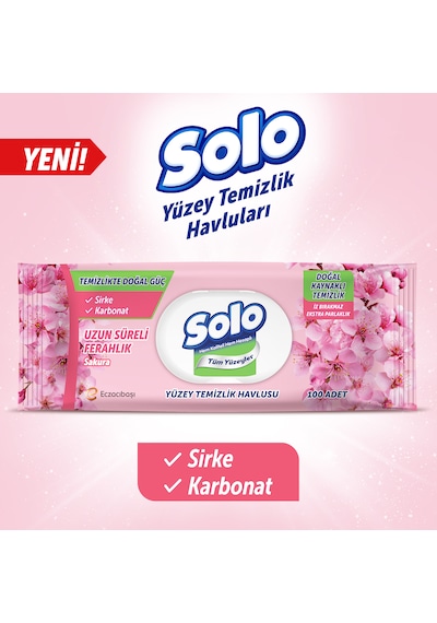 Solo Temizlikte Doğal Güç Sakura Yüzey Temizlik Havlusu 4'lü 400 Yaprak Beyaz
