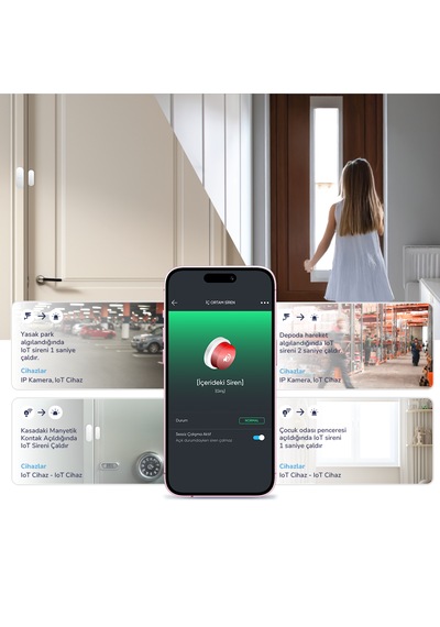 Hybrone Akıllı İç Ortam Siren Uzaktan Kontrol Ayarlanabilir Ses Süresi Yangına Dayanıklı
