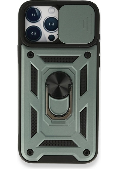Apple iPhone Uyumlu  15 Pro Max Kılıf Pars Lens Yüzüklü Silikon -  Yeşil
