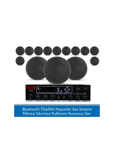 Profesyonel 14'lü Tavan Hoparlör Seti + Bluetooth Amfi 16cm Gömme Müzik Sistemi