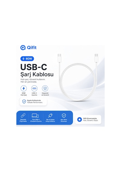 60 W Usb-c Şarj Kablosu 1 M Apple Uyumlu iPhone Samsung Uyumlu Xiaomi İpad Macbook Tablet Laptop Typ-c