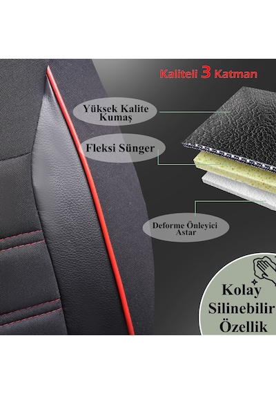 Z&C MAXTECH Renault Flash Özel Tasarım Tam Takım Oto Koltuk Kılıfı Seti SMART K