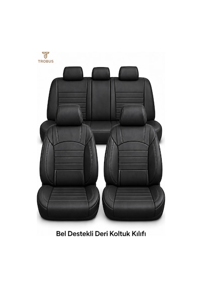 Hyundai I10 2020 Sonrası Aracınıza Uyumlu Sarp Serisi Deri Lakost Bel Destekli Koltuk Kılıfı Siyah