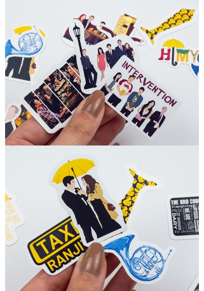 How I Met Your Mother Sticker Paketi 23 Parça Kaliteli Su Geçirmez Hımym Etiket Seti Çok Renkli