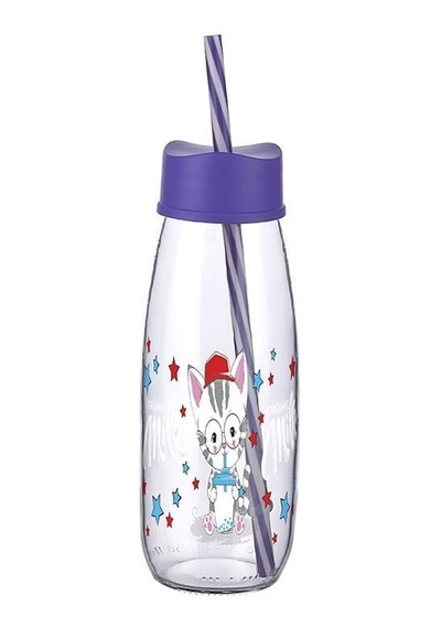 Hayvan Figürlü Pipetli Su Ve Süt Şişesi Cam 500 Ml Diğer