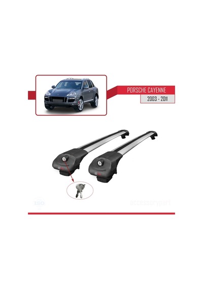 Porsche Cayenne 2003-2011 Arası İle Uyumlu Ace-1 Ara Atkı Tavan Barı Gri