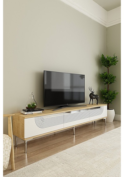 Tsa1805dbs - Meyra Tsa180 Tv Stand, Tv Sehpası Ve Tv Ünitesi Safirmeşe-beyaz-sılver 180cm Tsa1805dbs - Meyra Tsa180 Tv Stand, Tv Sehpası Ve Tv Ünitesi Safirmeşe-beyaz-sılver 180cm
