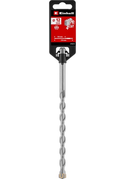 Einhell SDS Plus 4 Ağızlı Beton Matkap Ucu 12 x 210 mm 49270212, Ø 12 mm, karbür uç, beton ve donatılı beton