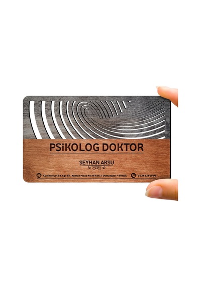 Kişiye Özel Mesleki Psikolog Doktor Ahşap Kartvizit (Model 1-3) 5