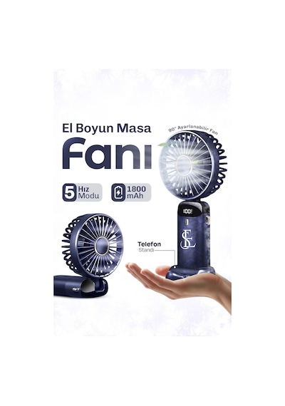Taşınabilir Lcd Ekranlı Şarjlı Mini Fan