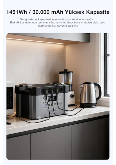 4000w Taşınabilir Güç Istasyonu - 1451wh Lifepo4 Batarya Solar Destekli Ups Hızlı Şarj App Kontrollü