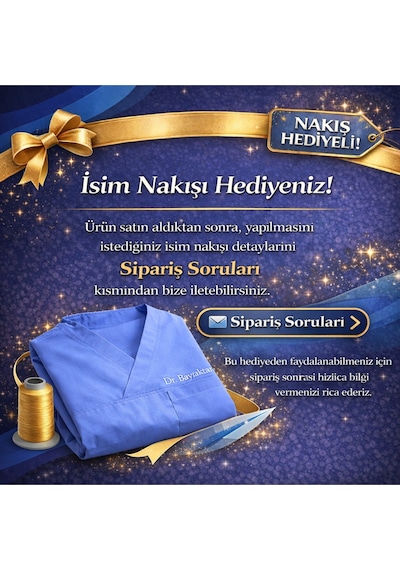 Likralı Hemşire Doktor Forması Premium Belinda Soft Kumaş Scrubs Hastane Üniforması Cerrahi Takım Mavi