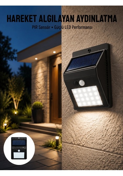 Mey İthalat Bahçe Aydınlatması Güneş Enerjili Led Işık Lamba Sensörlü Dekoratif Yeni Nesil Çok Renkli
