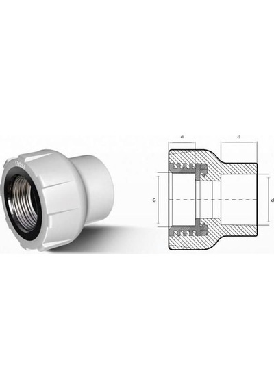 Ege Yıldız Pprc 63x2 Dişi Adaptör Gri 1''