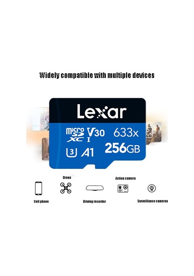 Sones Lexar 633x 256gb Yüksek Hızlı Cep Telefonu Kamera Hafızası Tf Kartı Anahtarı Genişletme Sürüş Kaydedici Özel Depolama Flaş Bellek Kartı