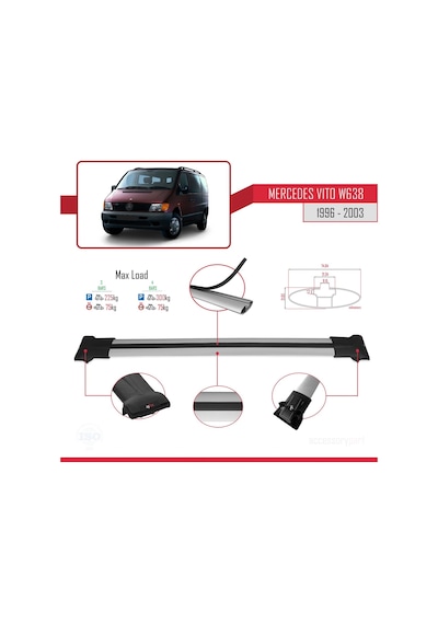 W638 1996-2003 Arası İle Uyumlu Fly Model Ara Atkı Tavan Barı G