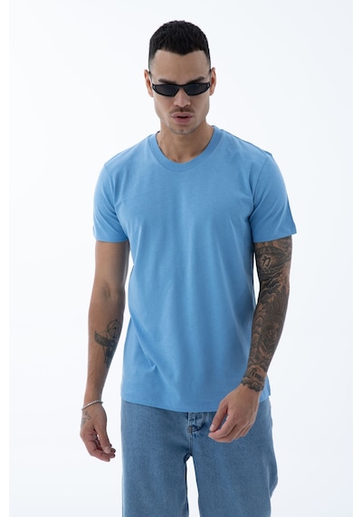 Erkek Pamuklu Kumaş Regular Fit Kesim Bisiklet Yaka T-shirt