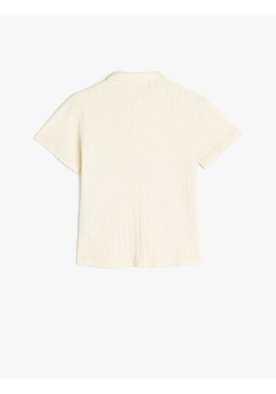 Koton Kısa Kollu Pamuklu Polo Yaka Oversize Tişört Ekru 5skb10220tk Ekru
