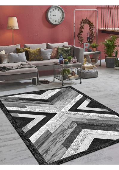 Dijital Baskılı Yıkanabilir Kaymaz Taban Salon Ve Oturma Odası Halısı 6157h 001
