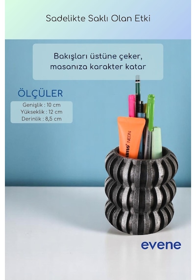 Kalemlik Masa Kalemliği Organizer Kalemlik Gümüş Eskitme Renk Model 75 Çok Renkli