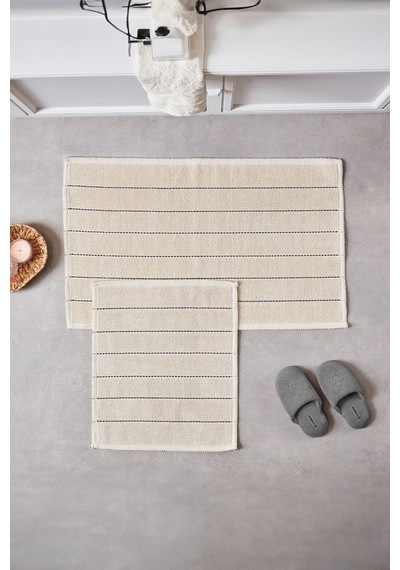 Doquhome Arte Banyo Paspası Krem&antrasit 60x100cm Krem