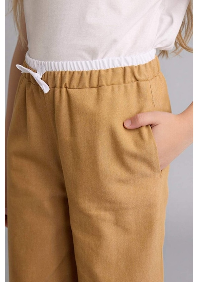 Defacto Wıde Leg Jean Görünümlü Pantolon Kız Çocuk G6814a826smbg399 Bej-bg399