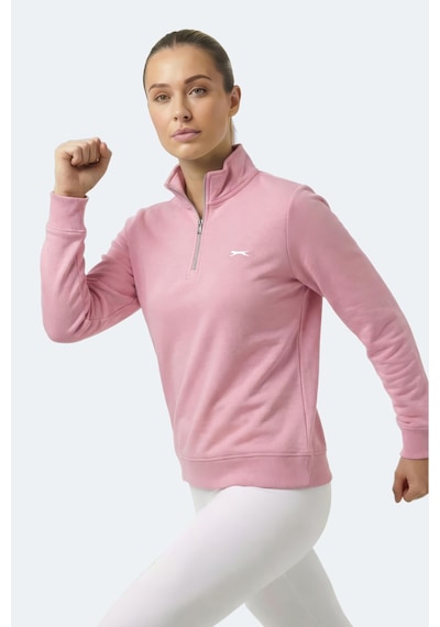 Slazenger Maxıs I Kadın Dik Yaka Fermuarlı Gül Sweatshırt Gülkurusu