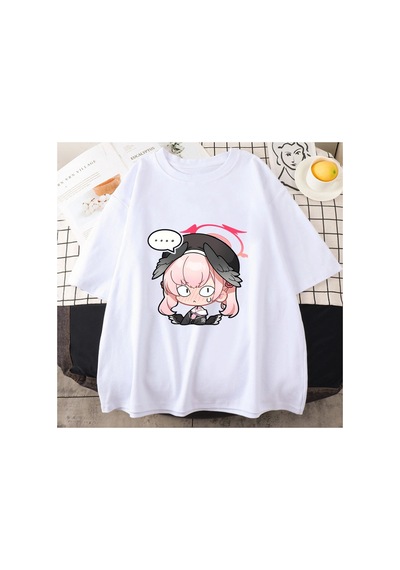 Tarzsokak Beyaz Mavi Arşiv Koharu Tees Kawaii Karakter Anime Manga Grafik T