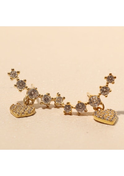 Zirkon Kalp Küpe 717047 Gold Gümüş