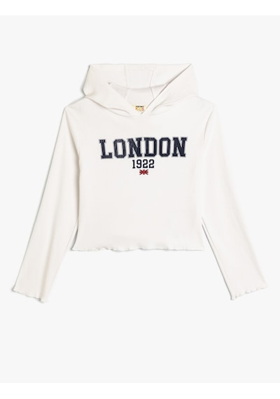 Koton Kapşonlu Sweatshirt Şehir Baskılı Pamuklu Beyaz 5wkg10211ak Beyaz