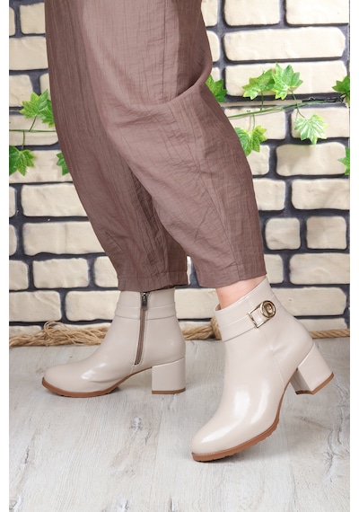 Pierre Cardin 114 5 Cm Topuklu Fermuarlı Kadın Bot 867800000760 15 Krem Krem